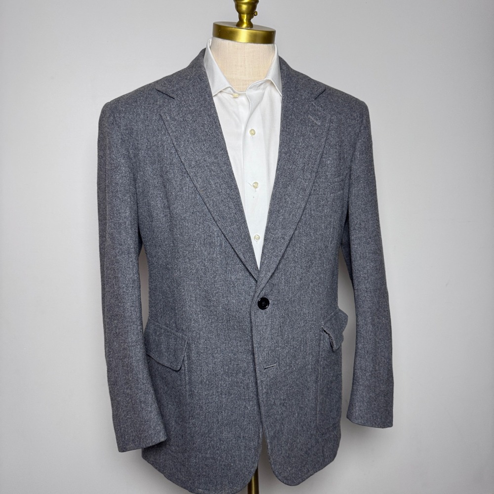 Pendleton Blazer Mens 40 Gray Solid Virgin Wool Two Button Lapel Sport Coat Vtg